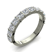 Demi-alliance 12 diamants naturels princesses 1.30 carat or blanc Lucia